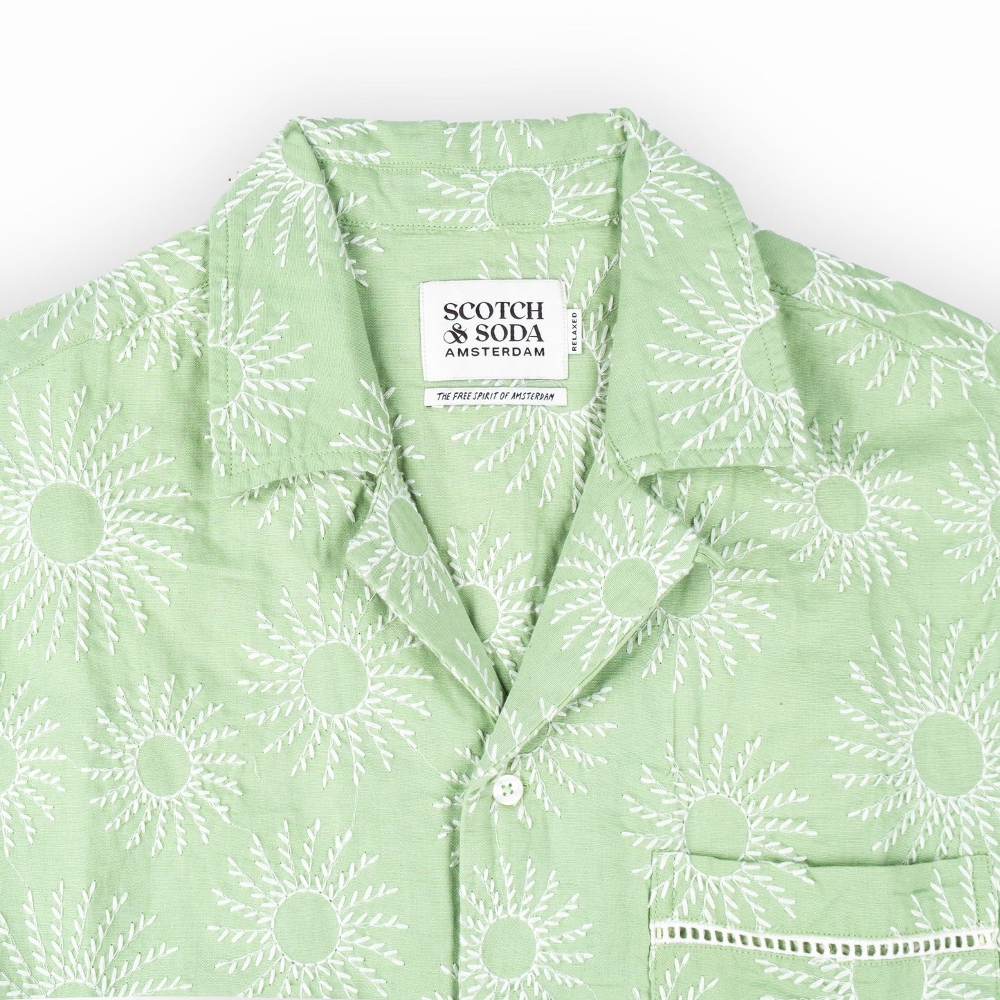 Camisa Masculina Scotch&Soda Verde Estampada com Bolsos