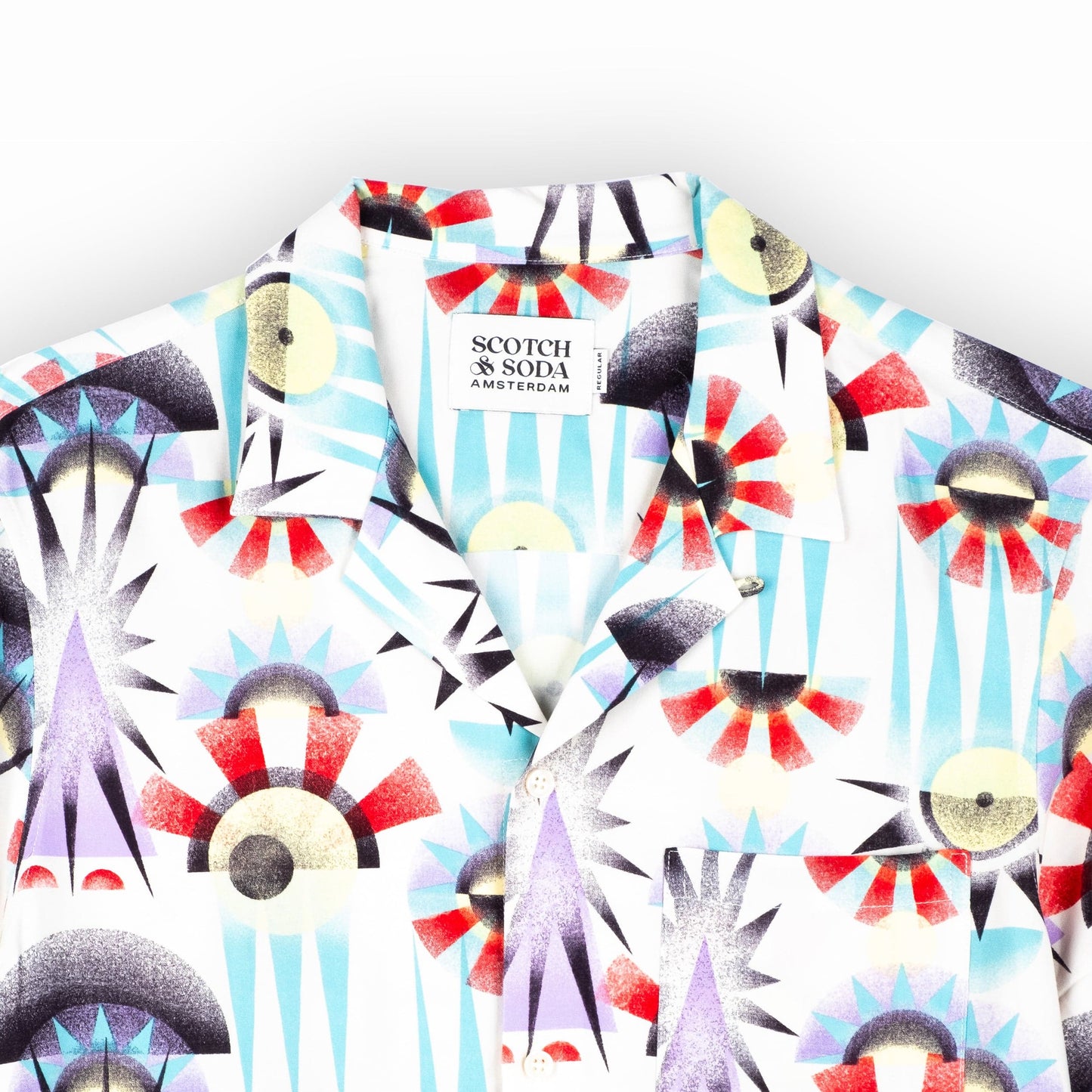 Camisa Masculina Scotch&Soda Estampada Multicolorida com Detalhes Geométricos