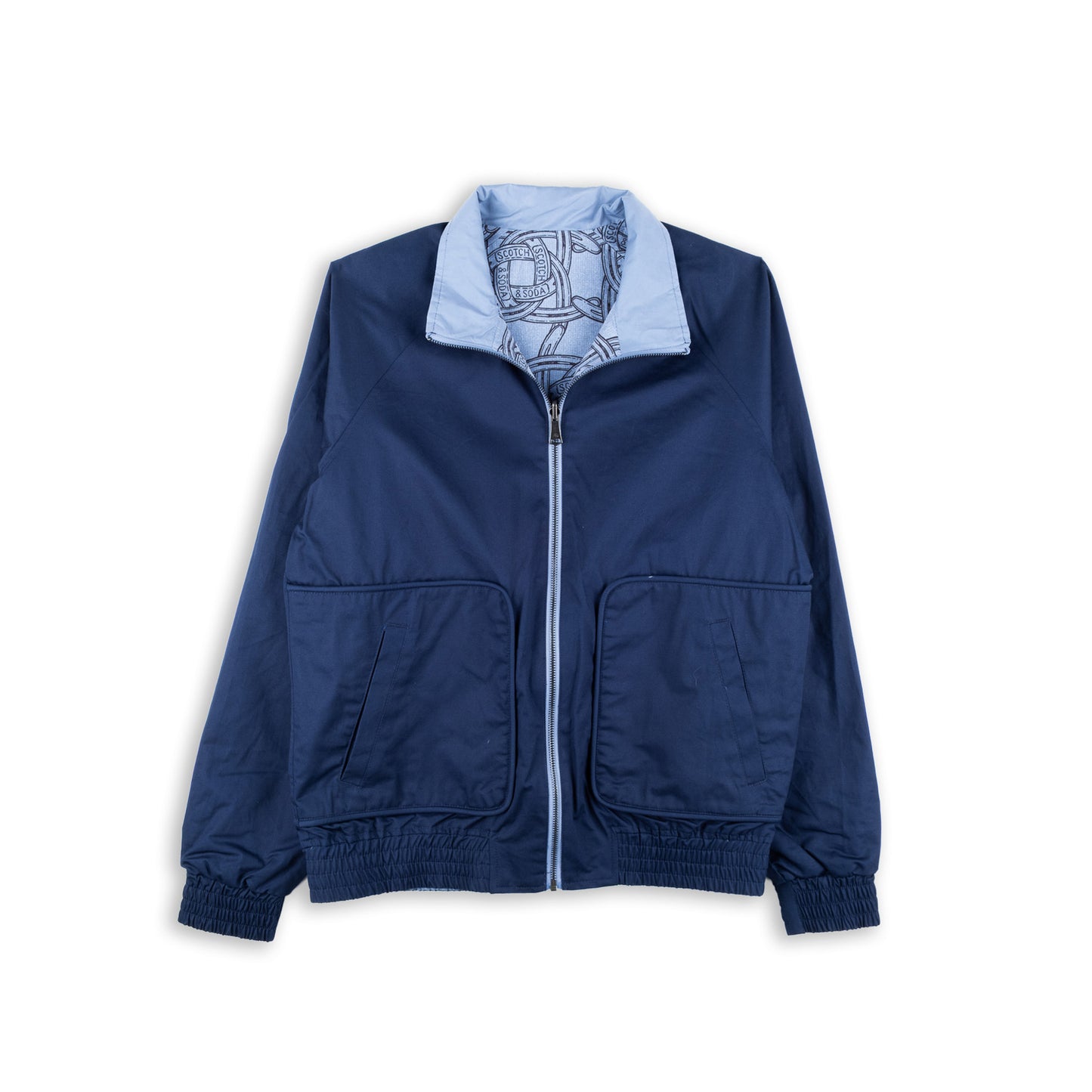 Casaco Homem Scotch & Soda Azul Escuro com Fecho Frontal e Bolsos Aplicados