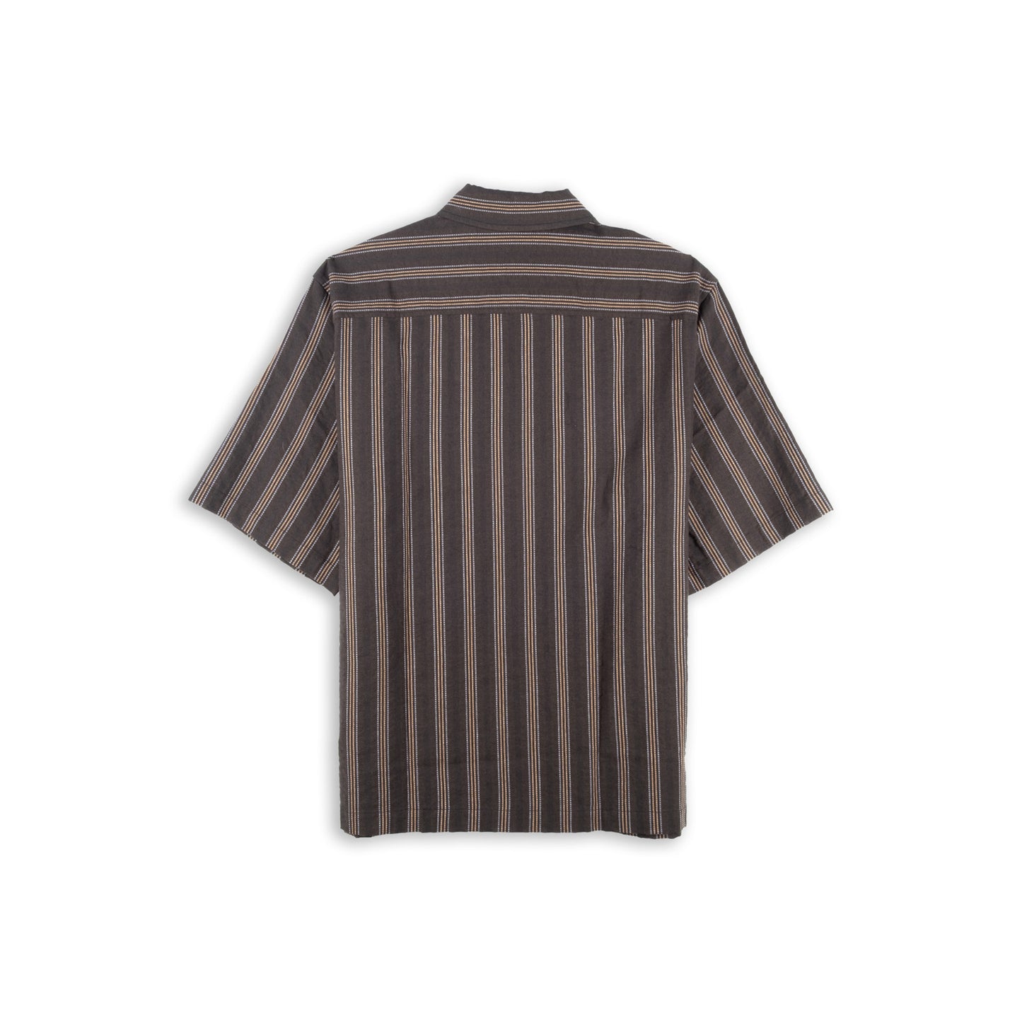 Camisa Homem Scotch & Soda Castanha às Riscas Verticais com Manga Curta e Bolso no Peito