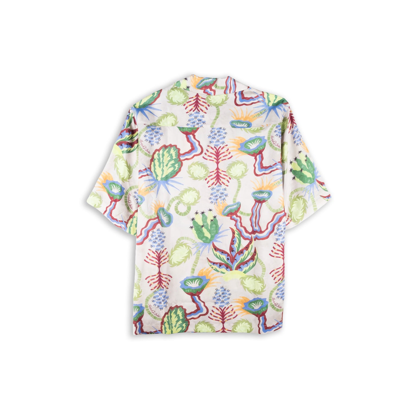 Camisa Homem Scotch & Soda Branca com Estampado Tropical Multicolor e Manga Curta