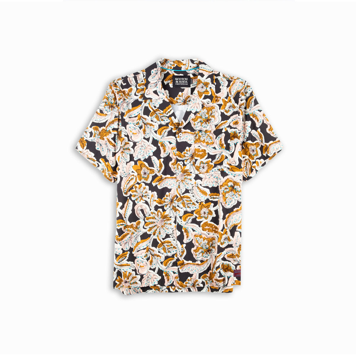 Camisa Homem Scotch & Soda Preta com Padrão Botânico