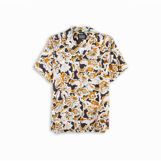 Camisa Homem Scotch & Soda Preta com Padrão Botânico