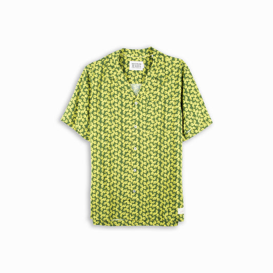 Camisa Homem Scotch & Soda Verde Lima com Estampado Geométrico e Manga Curta