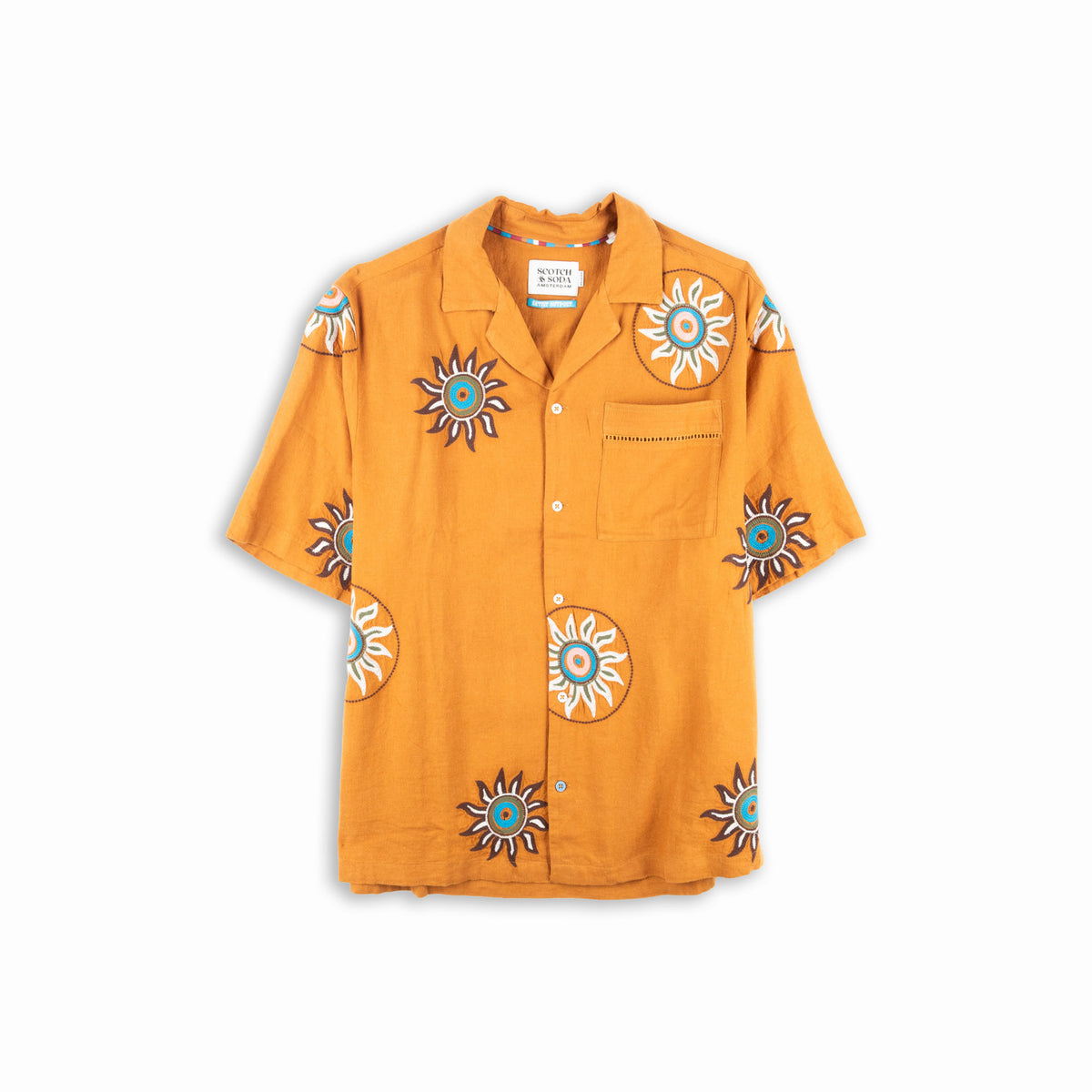 Camisa Homem Scotch & Soda Ocre com Estampado Solar
