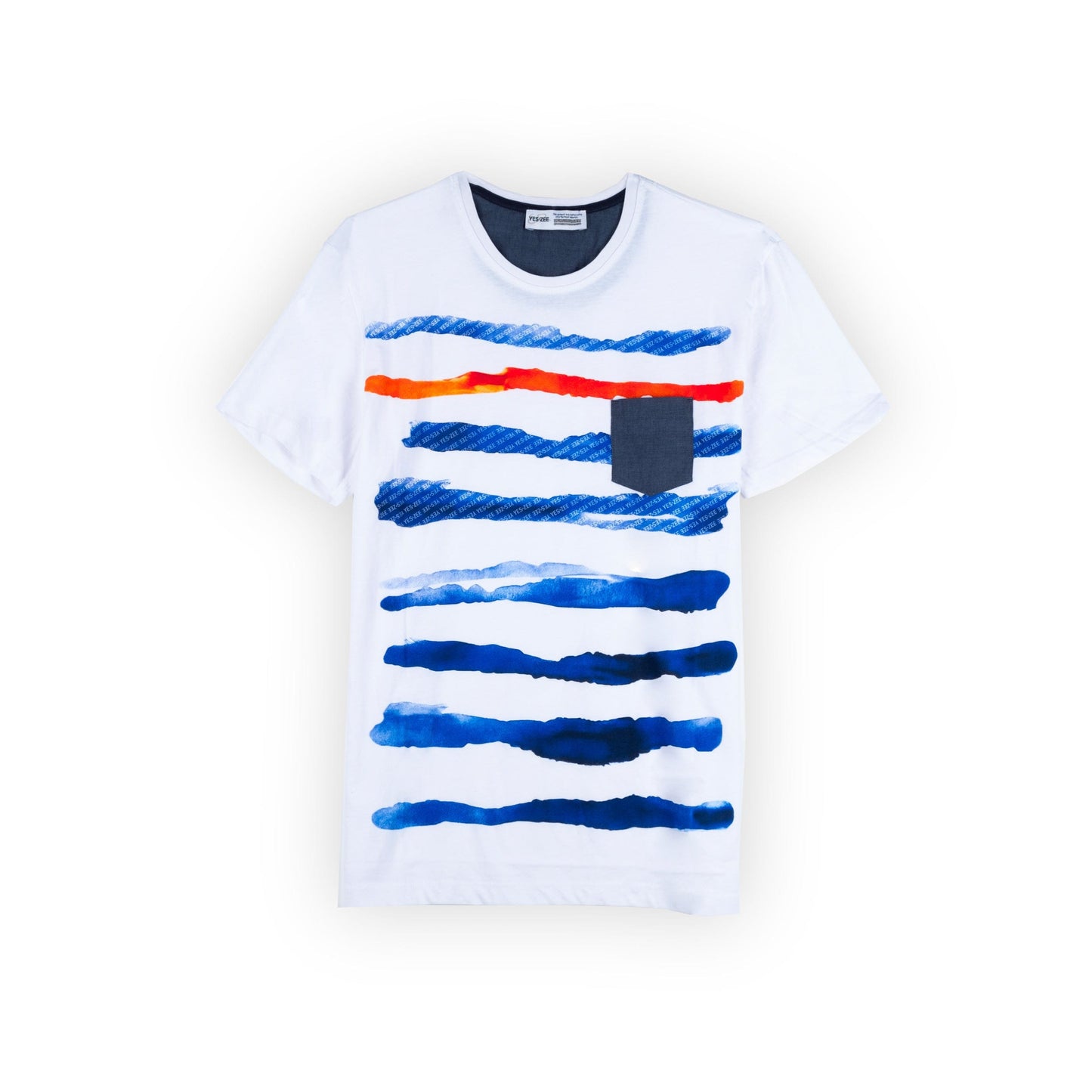 T-Shirt Homem Yes Zee Branca com tema Azul