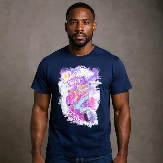 T-Shirt Homem Yes Zee com Estampa Scooter Azul Marinho