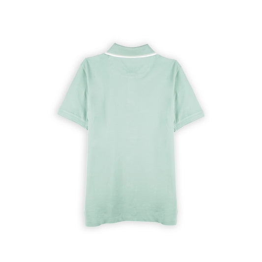 Polo Curto Homem Yes Zee Verde-Menta com Gola Contrastante