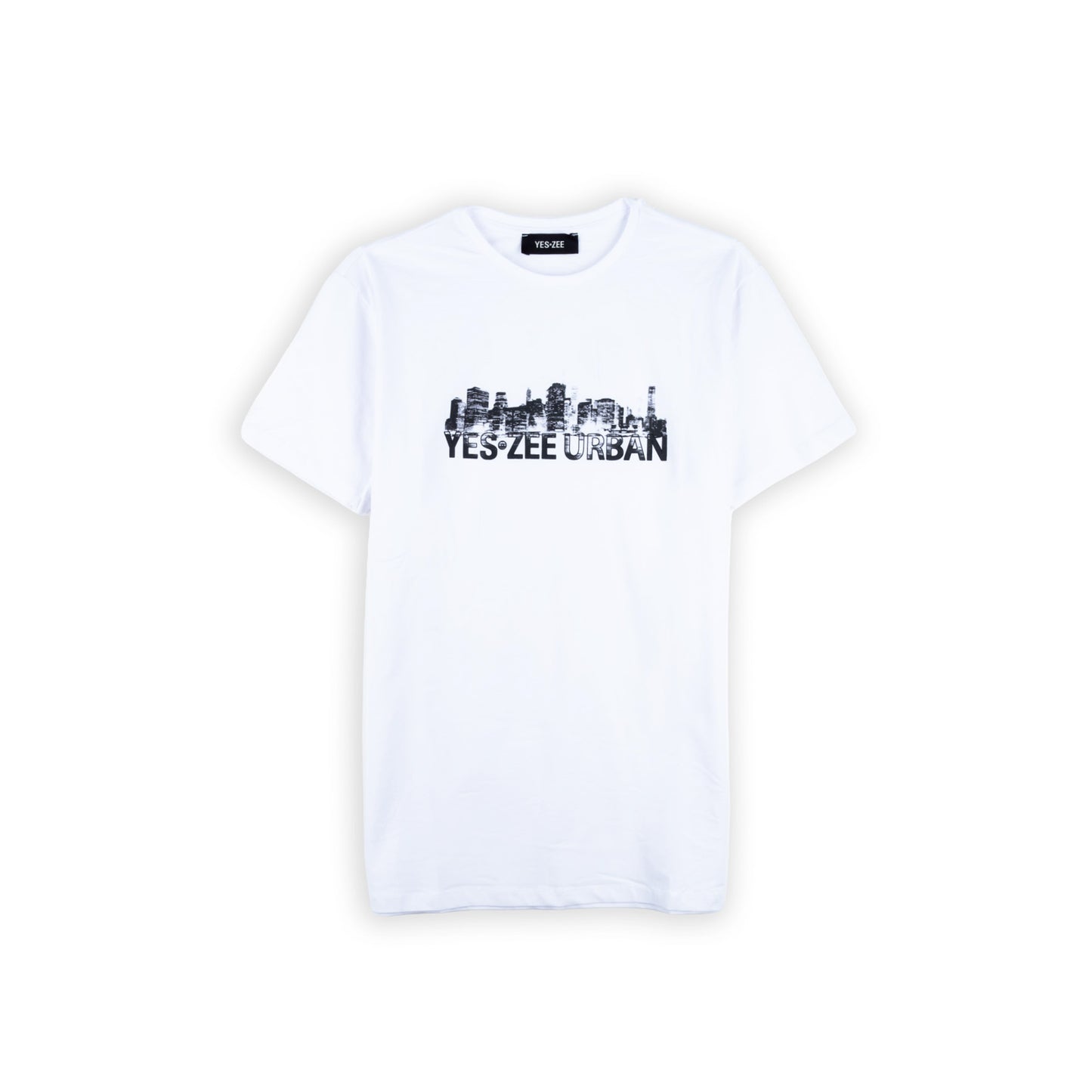 T-Shirt Curta Homem Yes Zee Branca com Gráfico Urbano