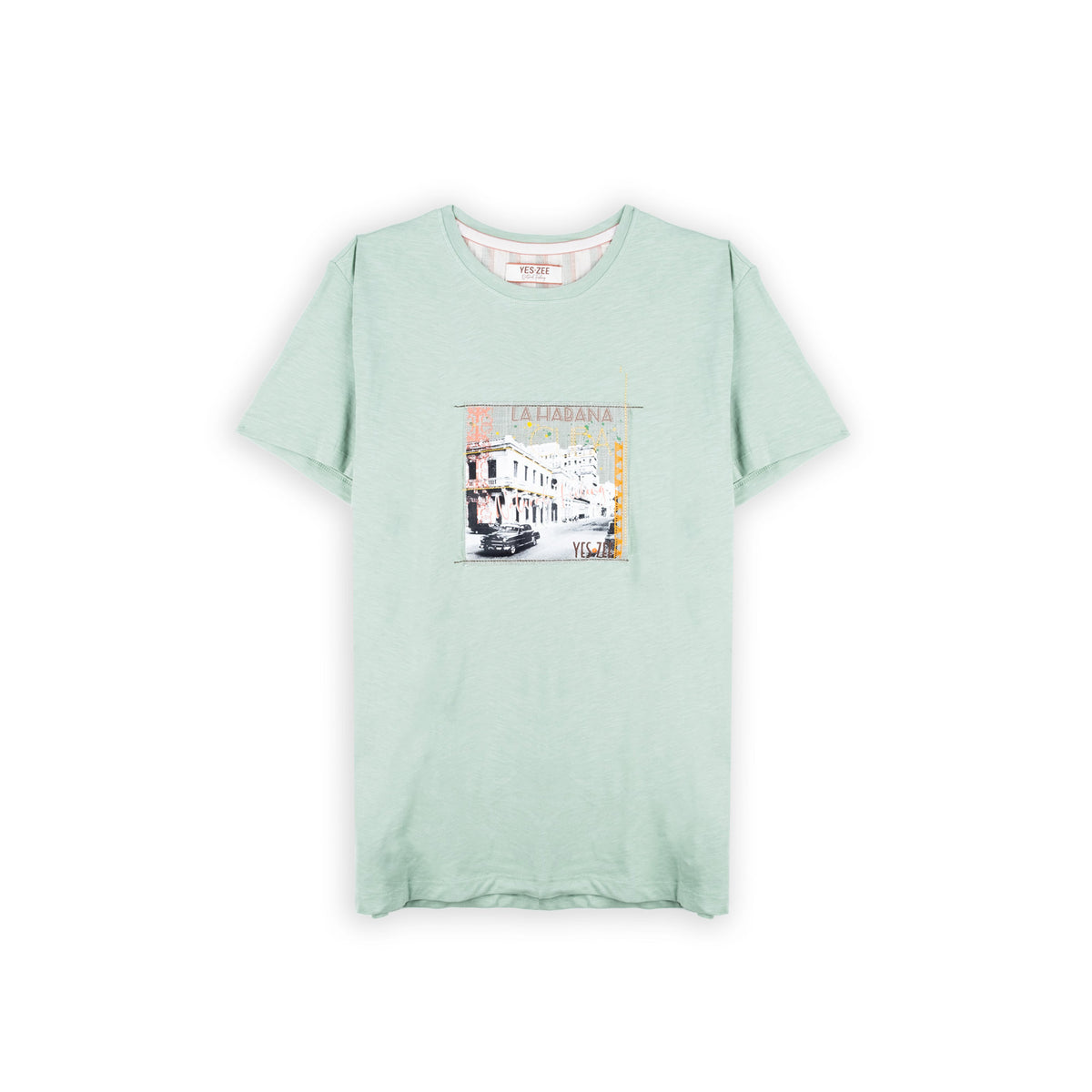 T-Shirt Homem Yes Zee Verde-Menta com Gráfico Havana