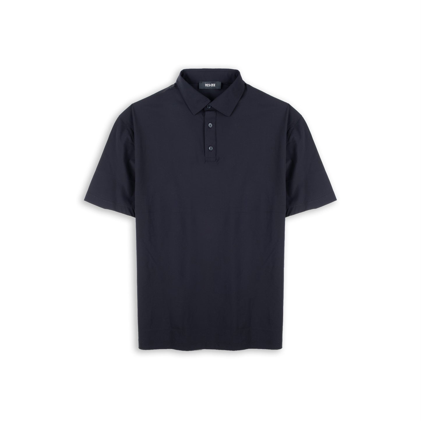 Polo Homem Yes Zee Preto com Colarinho Clássico e Manga Curta