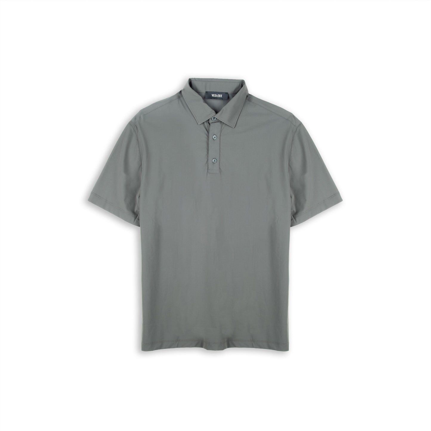Polo Homem Yes Zee Cinzento com Colarinho Clássico e Manga Curta
