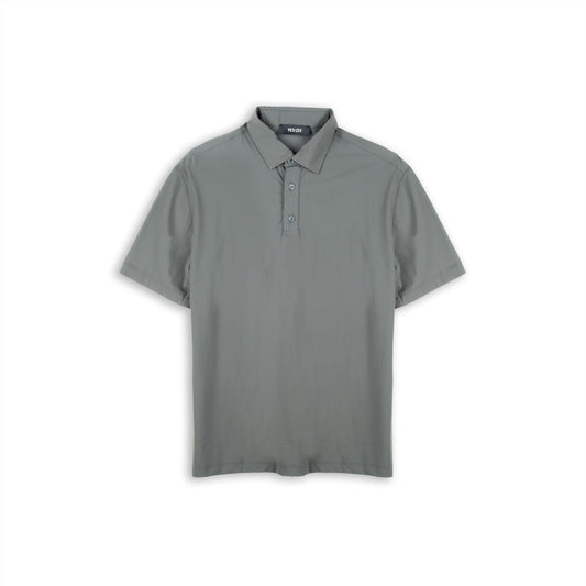 Polo Homem Yes Zee Cinzento com Colarinho Clássico e Manga Curta
