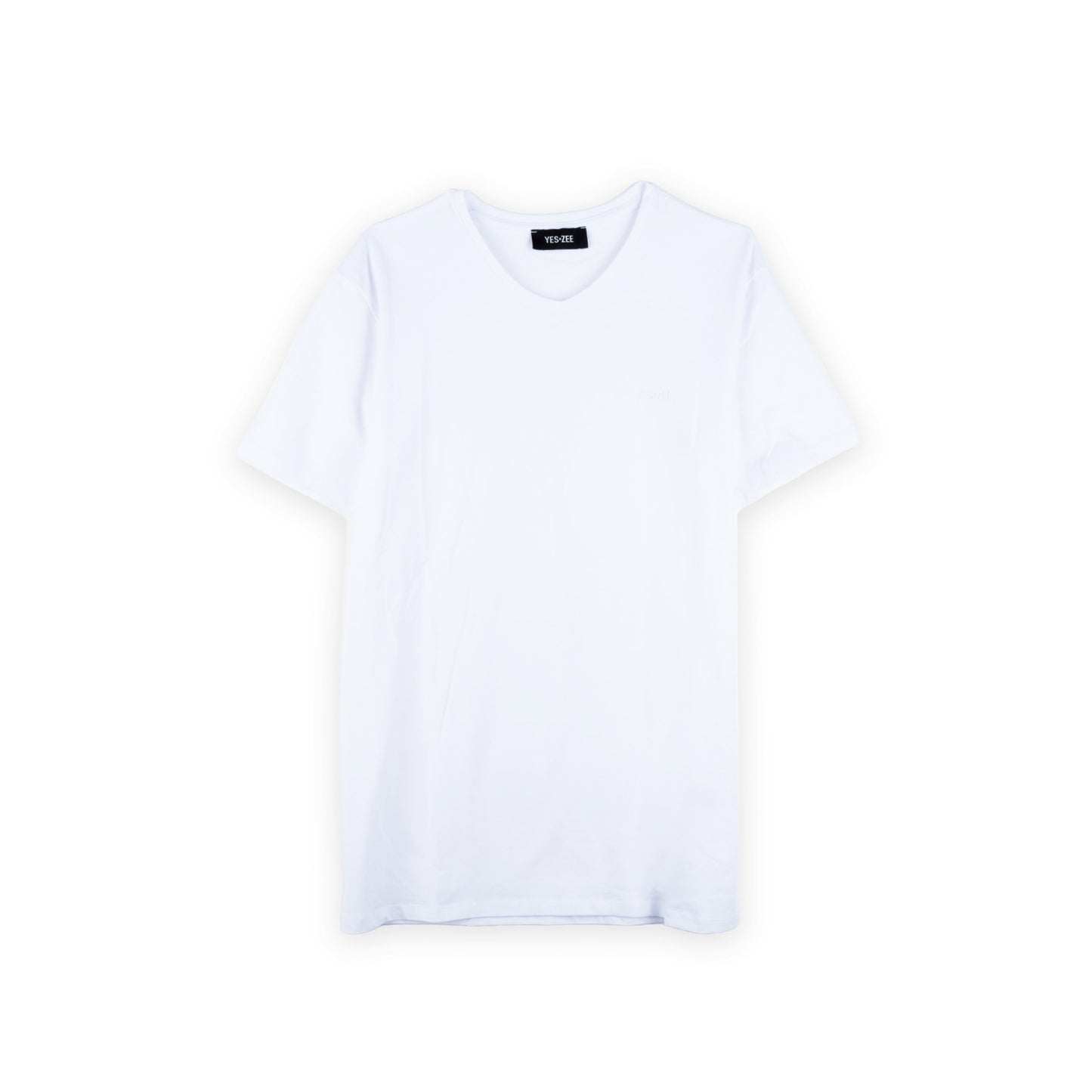 T-Shirt Curta Homem Yes Zee Branca com Decote em V