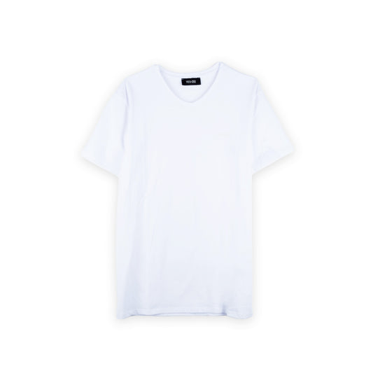 T-Shirt Curta Homem Yes Zee Branca com Decote em V