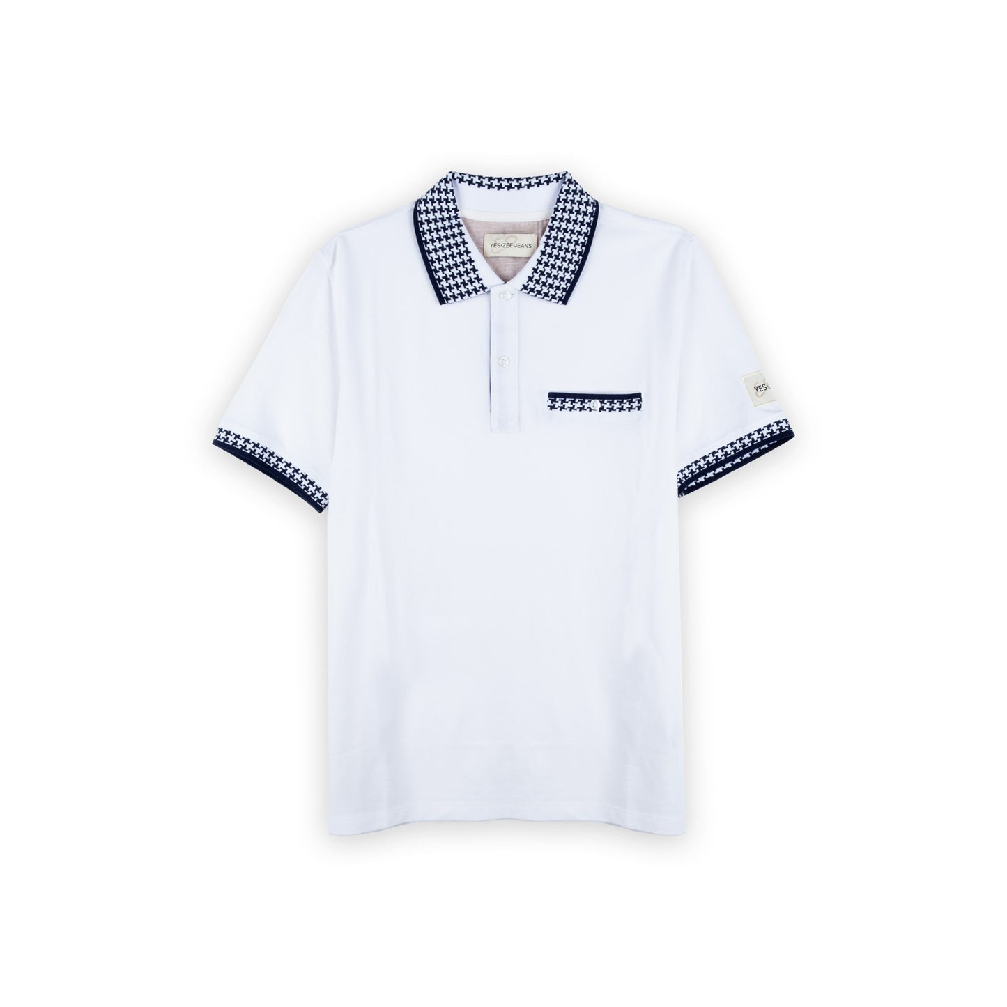 Polo Homem Yes Zee Branco com Gola Estampada
