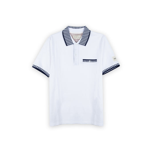 Polo Homem Yes Zee Branco com Gola Estampada