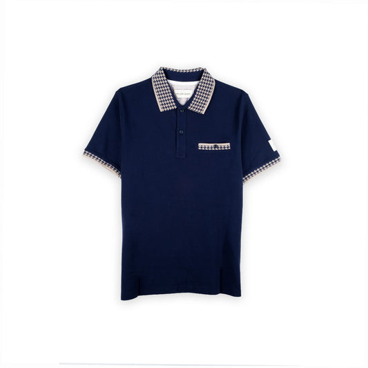 Polo Homem Yes Zee Azul-Marinho com Gola Estampada