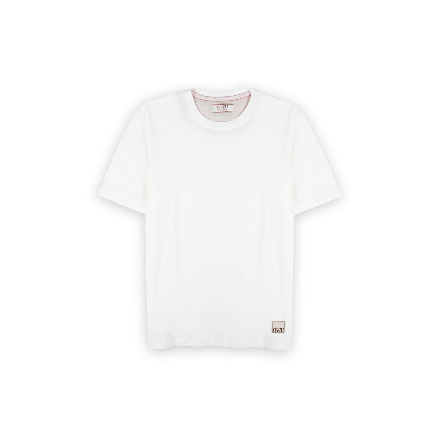 T-Shirt Curta Homem Yes Zee Branca com Aplicação no Rebordo