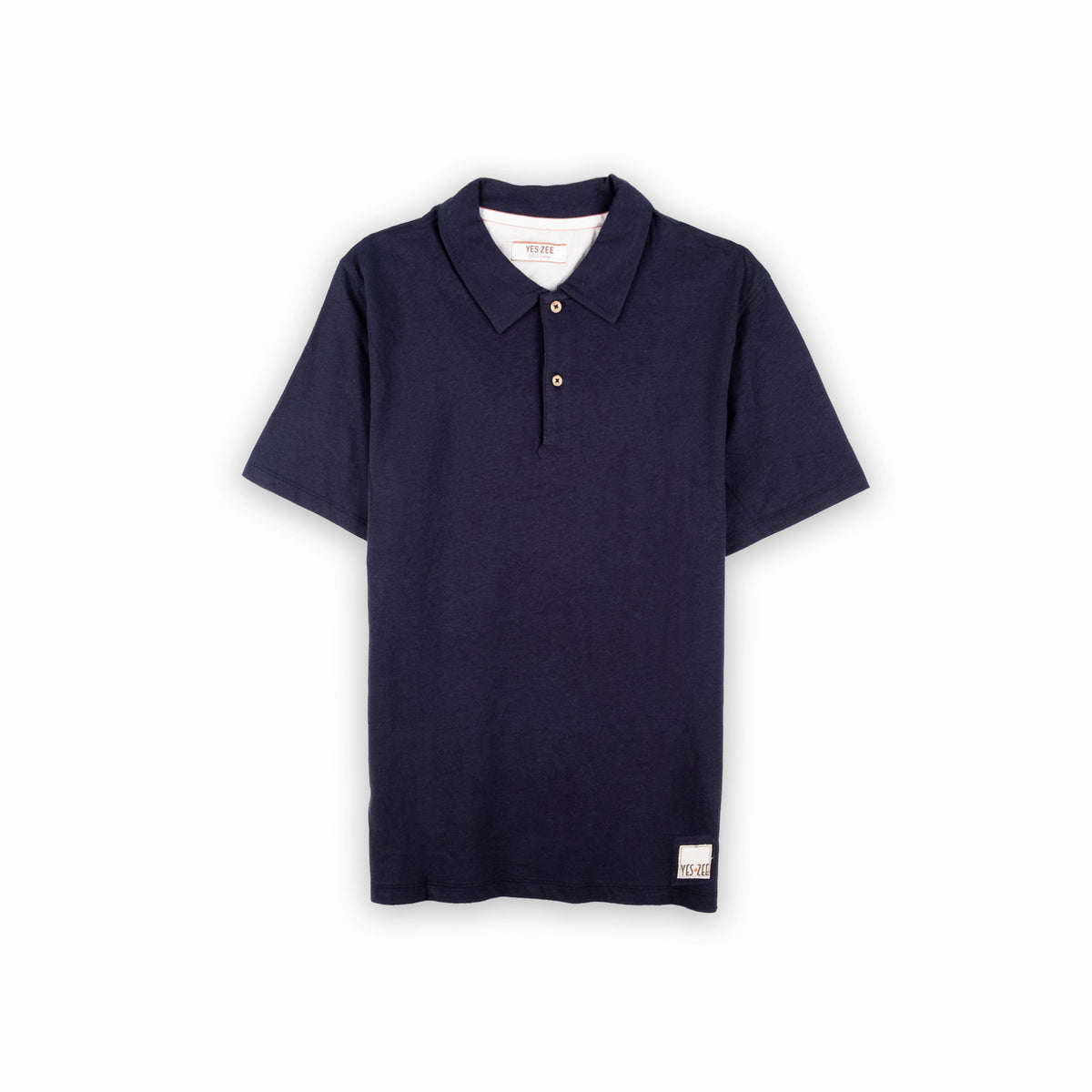 Polo Homem Yes Zee Azul-Marinho com Botões Contrastantes