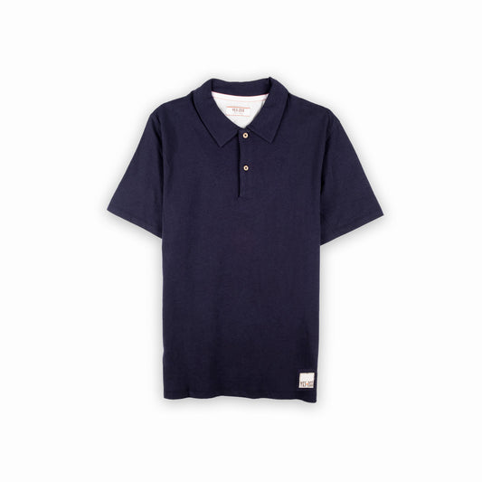 Polo Homem Yes Zee Azul-Marinho com Botões Contrastantes
