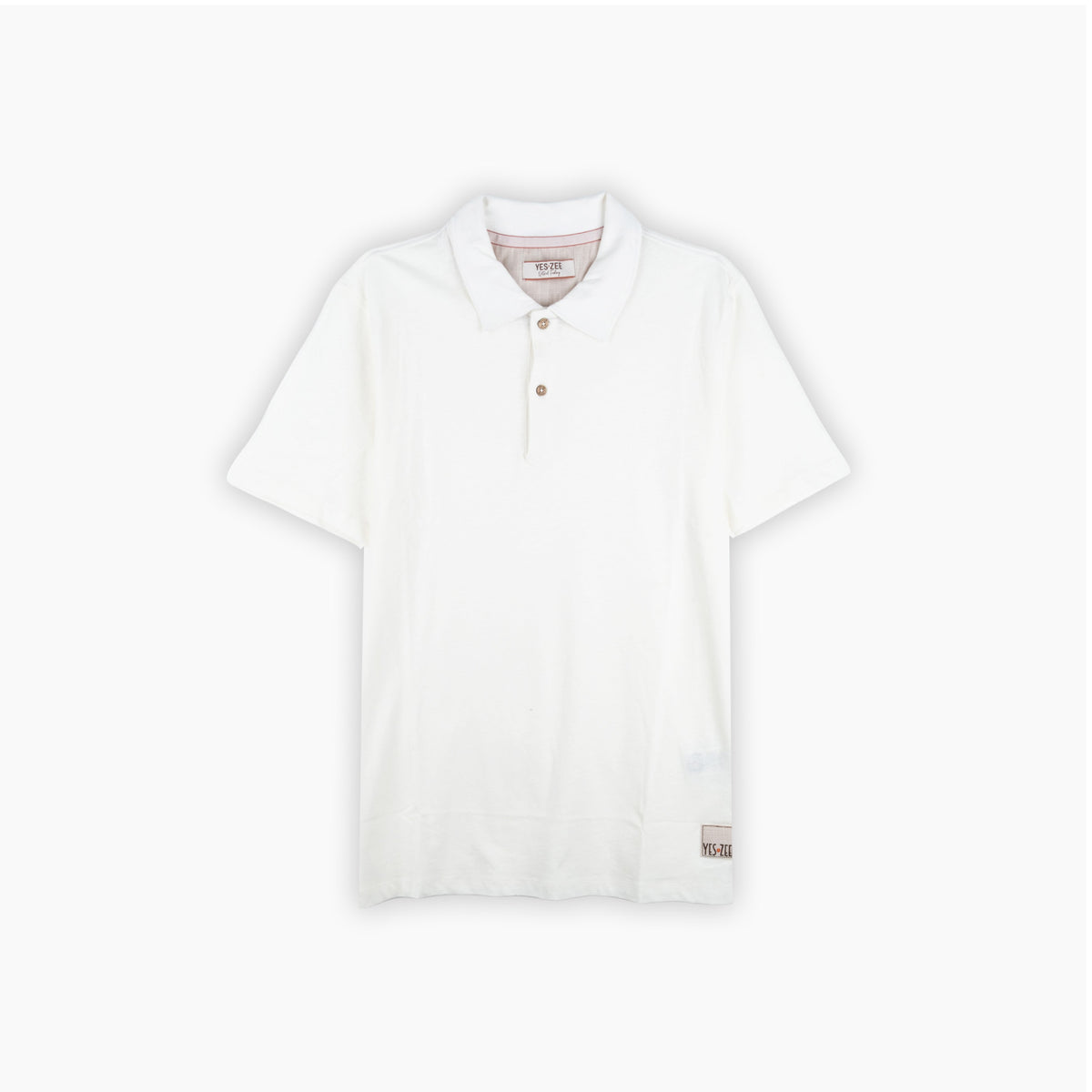 Polo Homem Yes Zee Branco com Botões Contrastantes