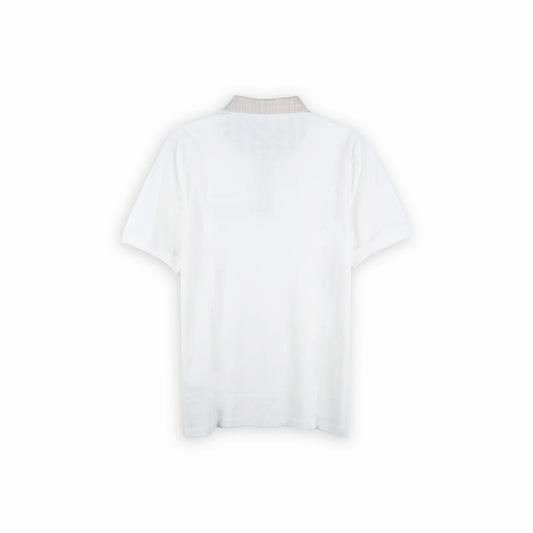 Polo Curto Homem Yes Zee Branco com Gola Contrastante