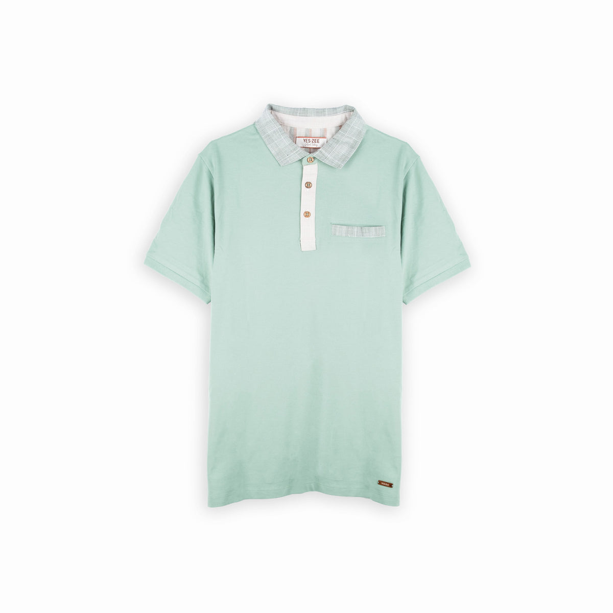 Polo Homem Yes Zee Verde-Menta com Gola Contrastante