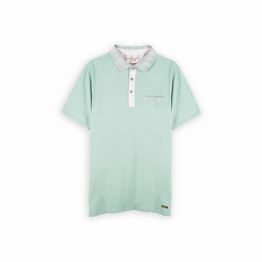 Polo Homem Yes Zee Verde-Menta com Gola Contrastante