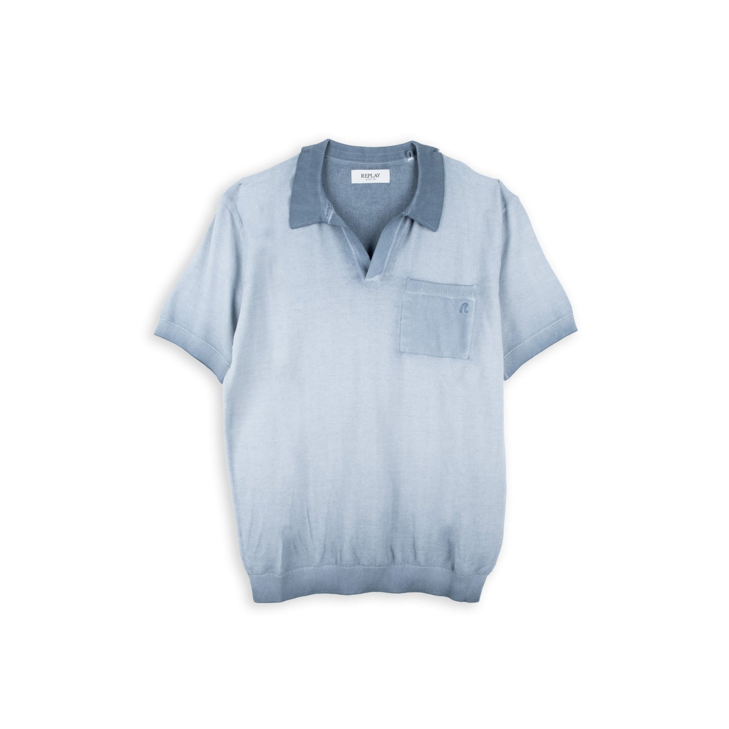 Polo de Malha Homem Replay Azul-Claro com Bolso