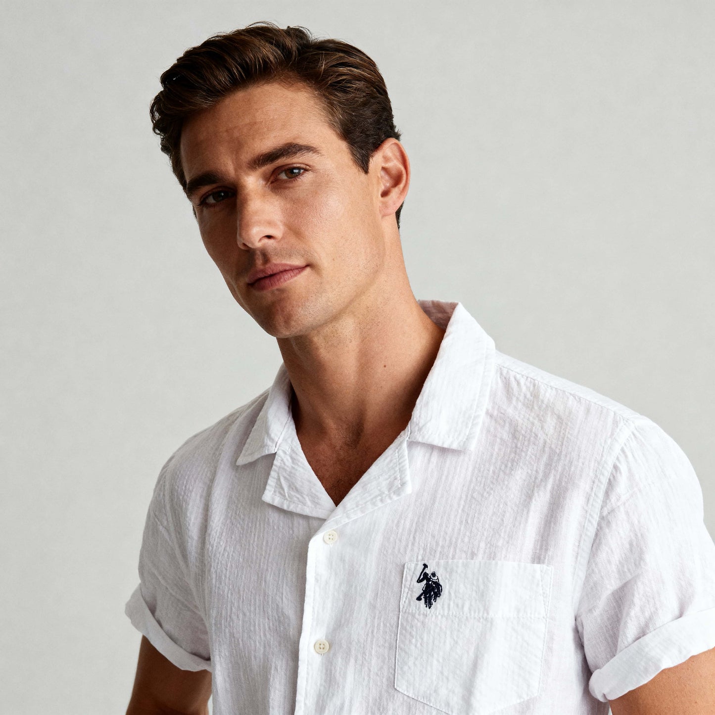 Camisa Us Polo Homem Branca com Bolso