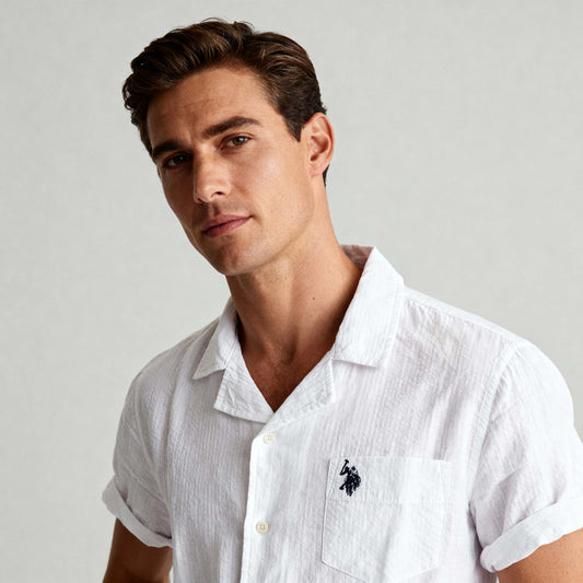 Camisa Us Polo Homem Branca com Bolso