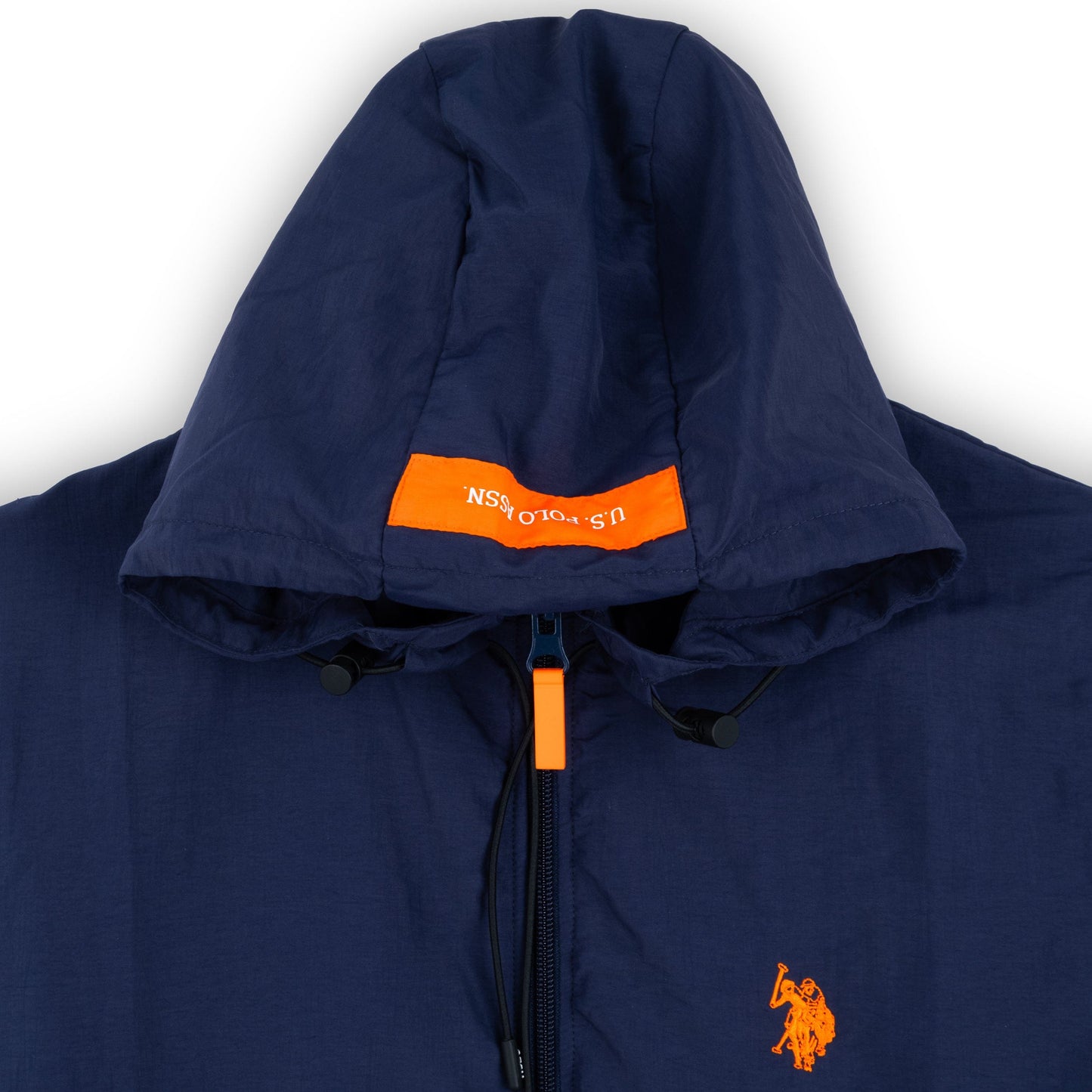 Casaco Hoodie Homem US Polo Azul Marinho com Detalhes em Laranja