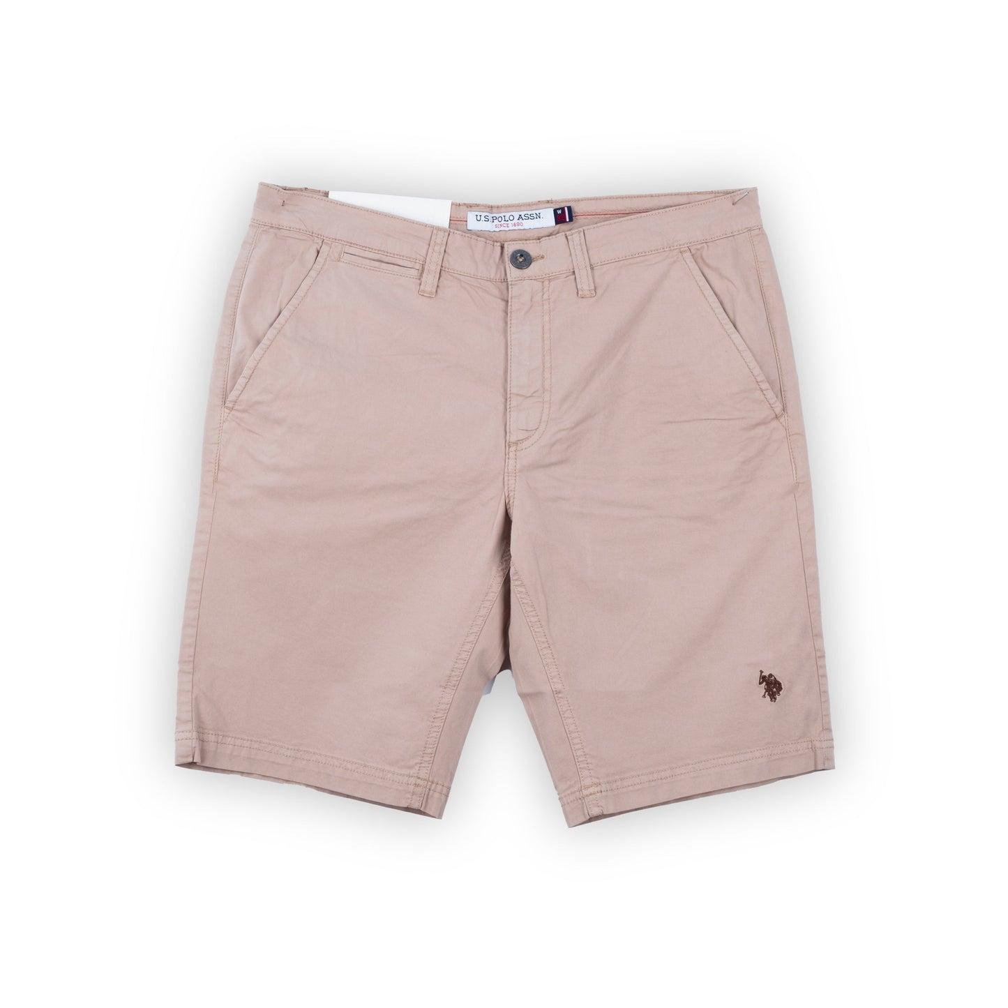 Calções Homem US Polo Bege Casual com Bordado de Logótipo