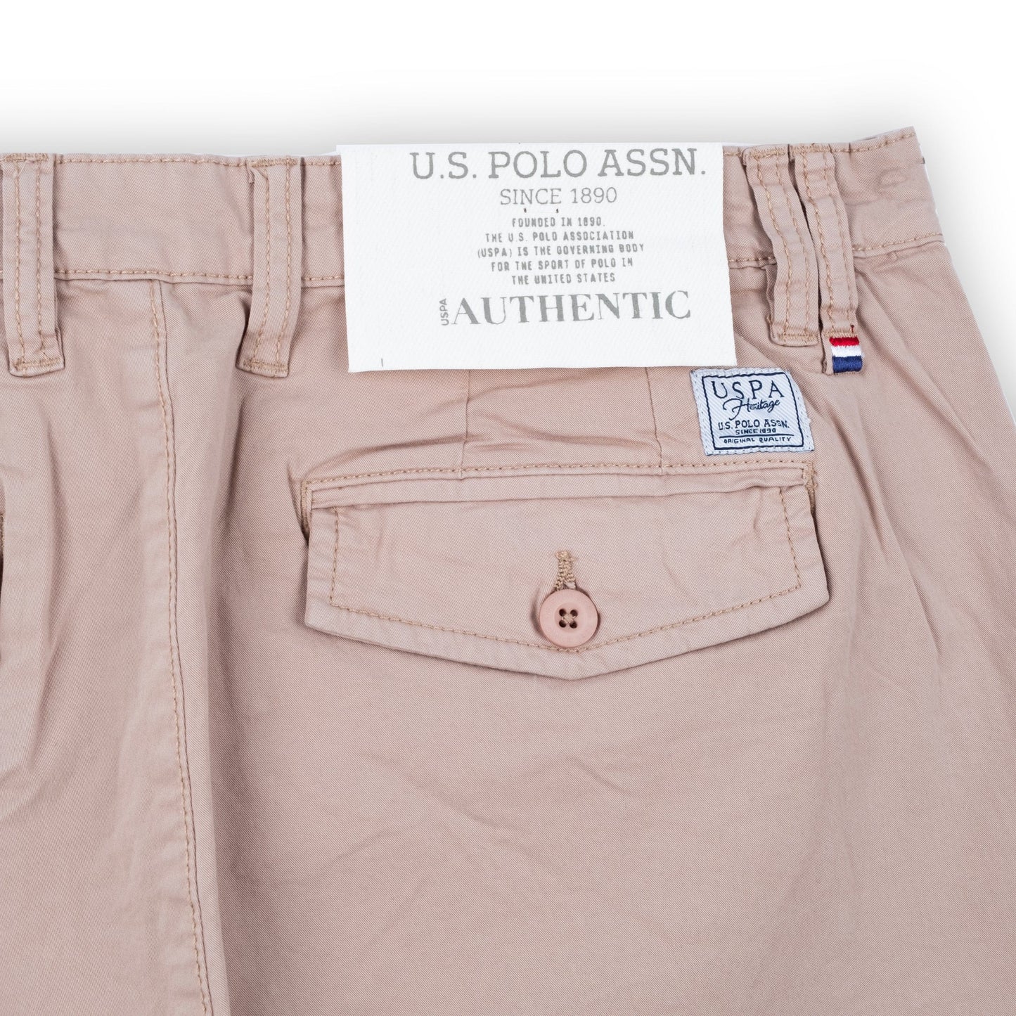 Calções Homem US Polo Bege Casual com Bordado de Logótipo