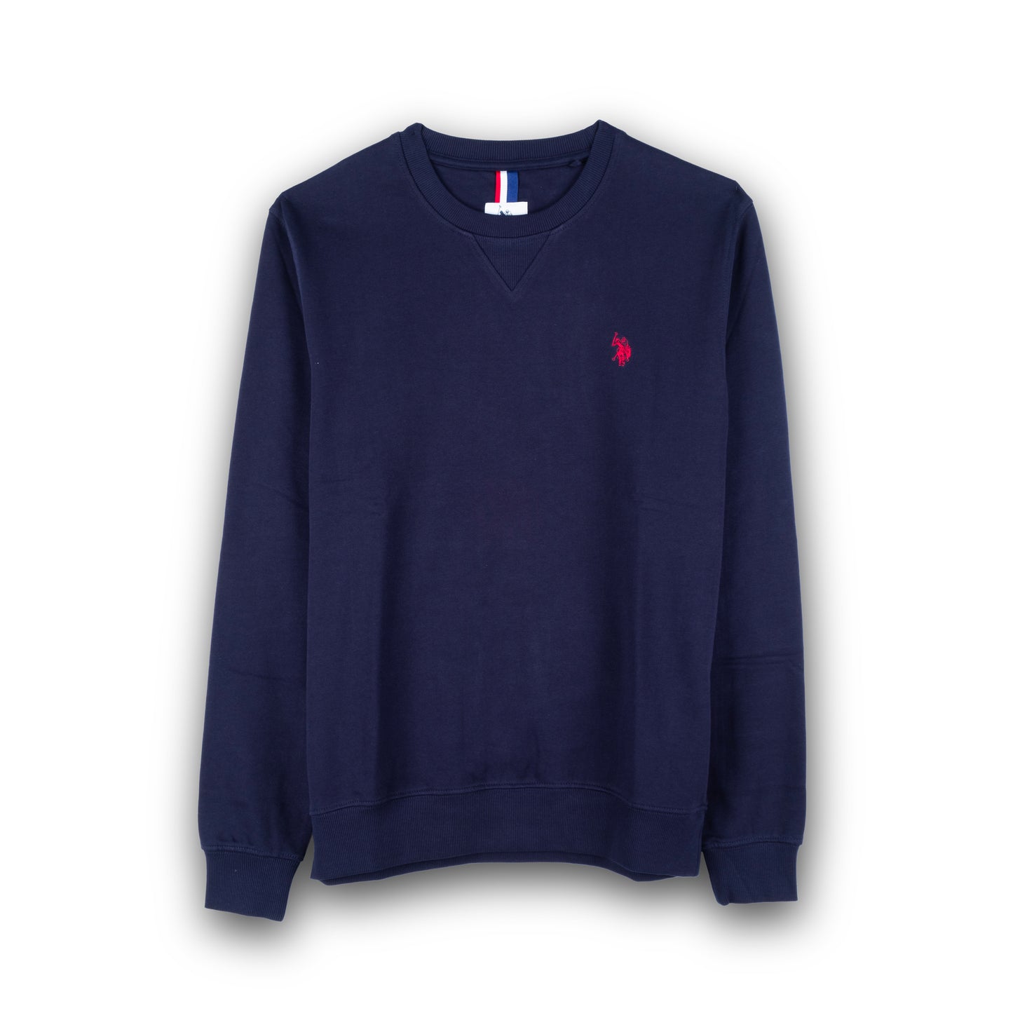 Camisola Homem US Polo Azul Escuro com Logo Bordado no Peito e Gola Redonda