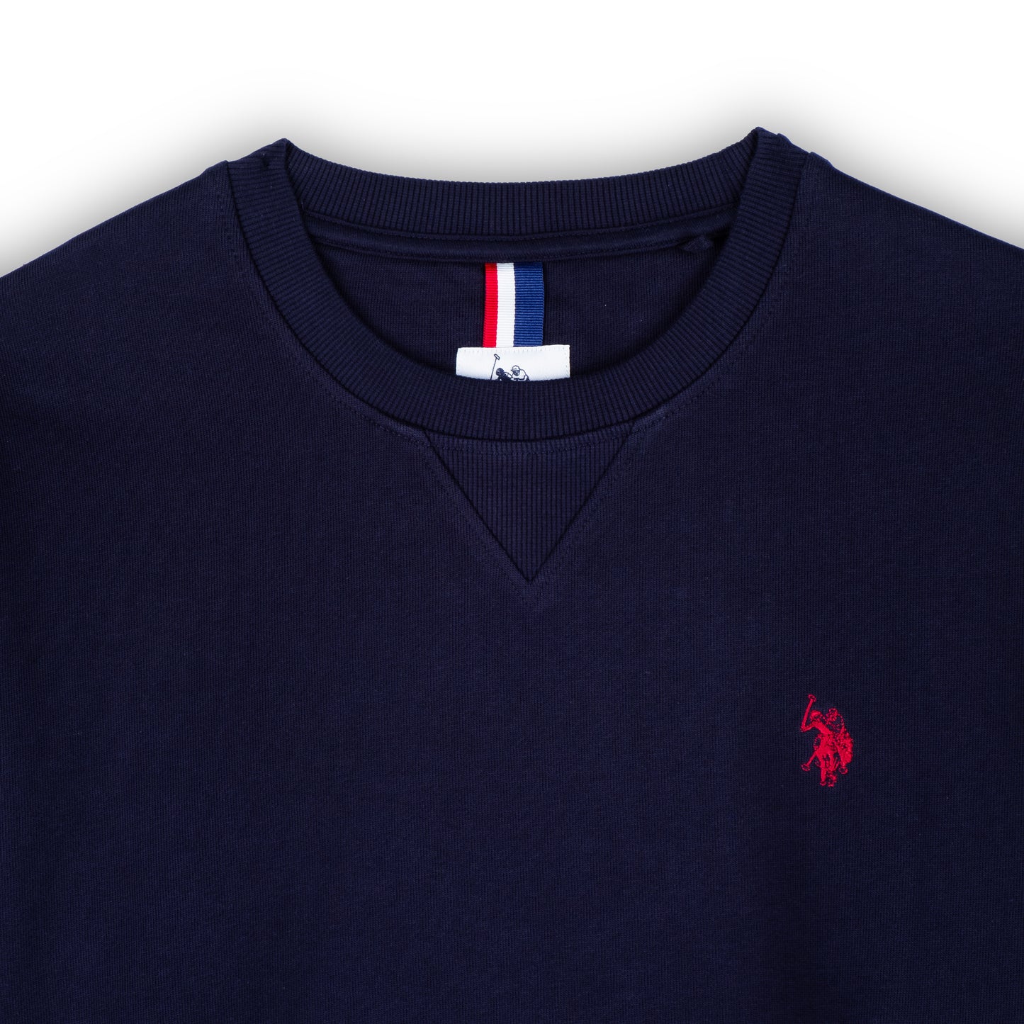 Camisola Homem US Polo Azul Escuro com Logo Bordado no Peito e Gola Redonda