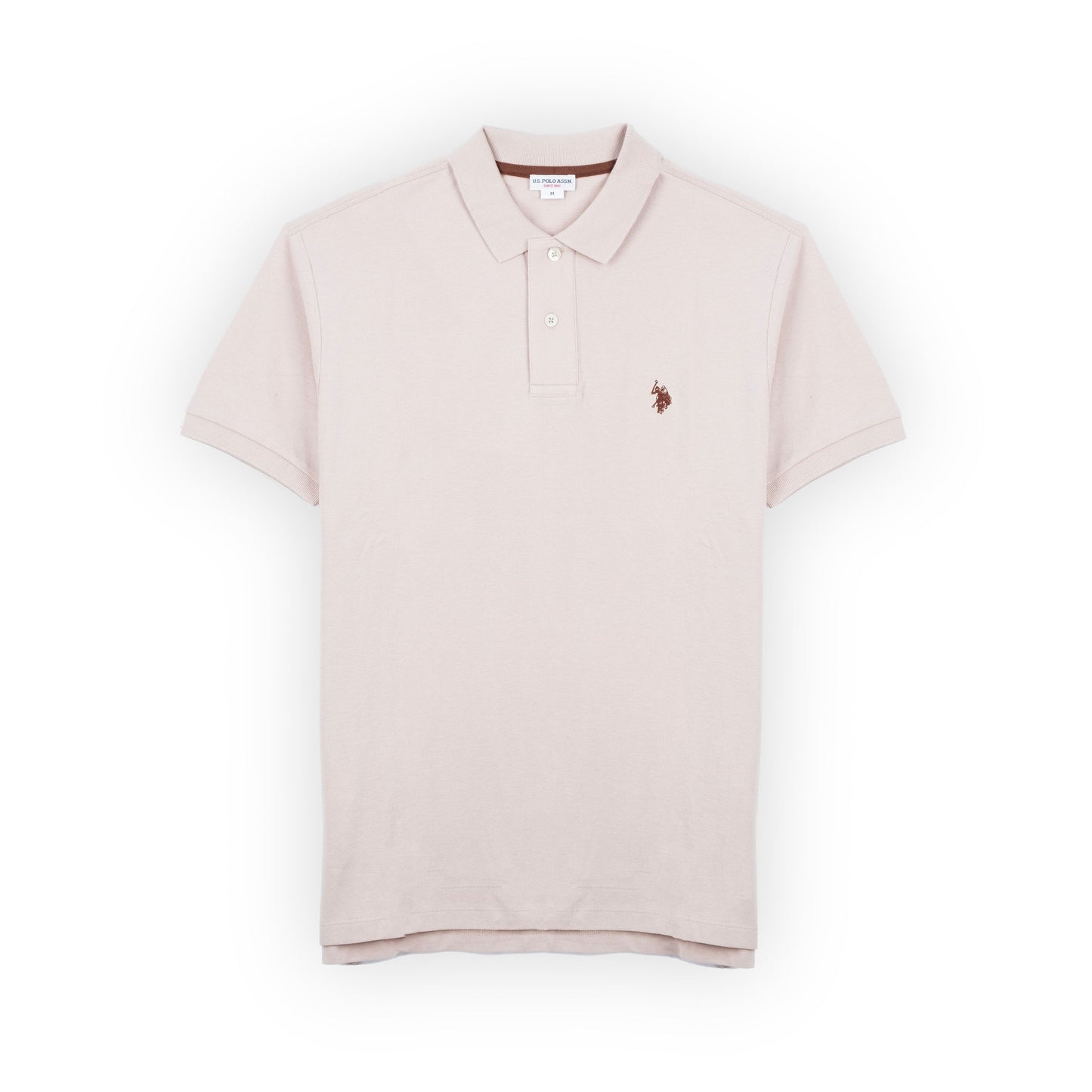 Polo Homem US Polo Bege com Logótipo Castanho Bordado
