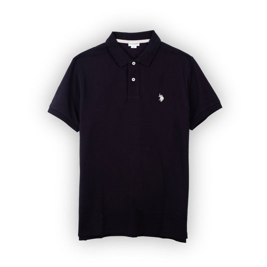 Polo Homem US Polo Preto com Logótipo Branco Bordado