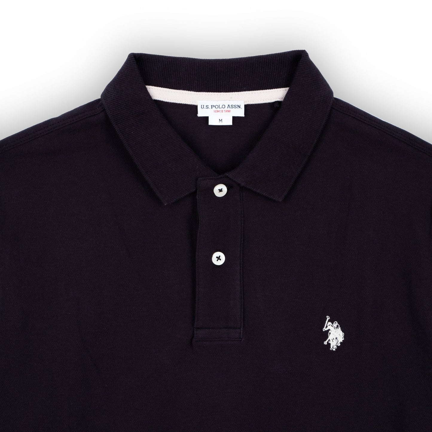 Polo Homem US Polo Preto com Logótipo Branco Bordado