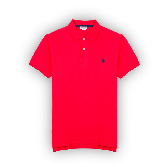 Polo Homem US Polo Vermelho com Logótipo Azul Bordado