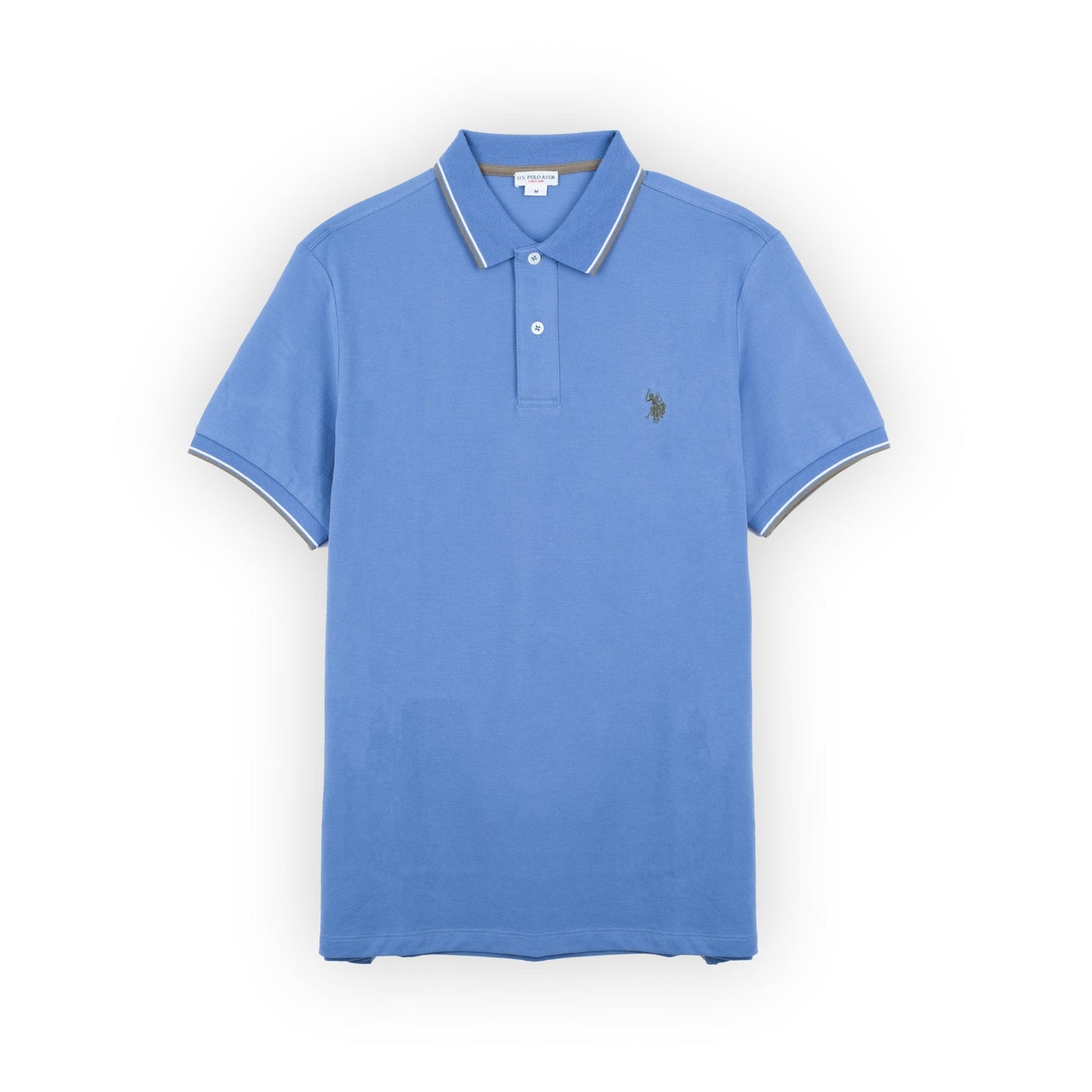 Polo Homem US Polo Azul Claro com Gola Contrastante