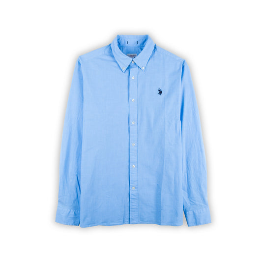 Camisa Homem Azul US Polo com Logo Bordado