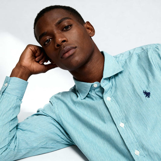 Camisa Homem US Polo Azul Claro Manga Longa