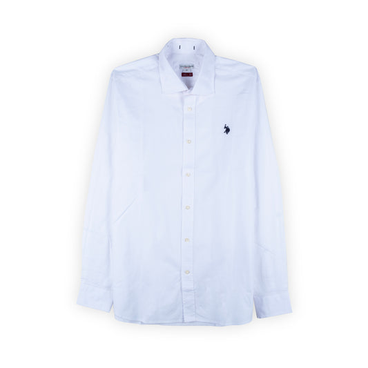 Camisa Homem US Polo Branca Classic com Logo Bordado