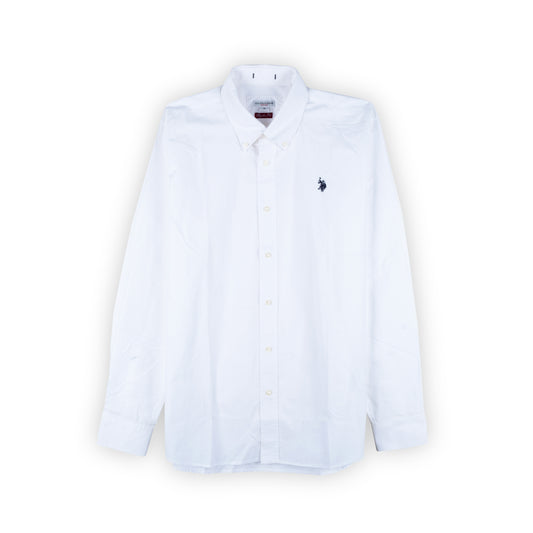 Camisa Homem US Polo Branca Clássica com Logo Bordado