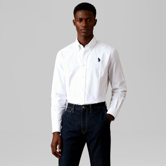 Camisa Homem US Polo Branca Clássica com Logo Bordado