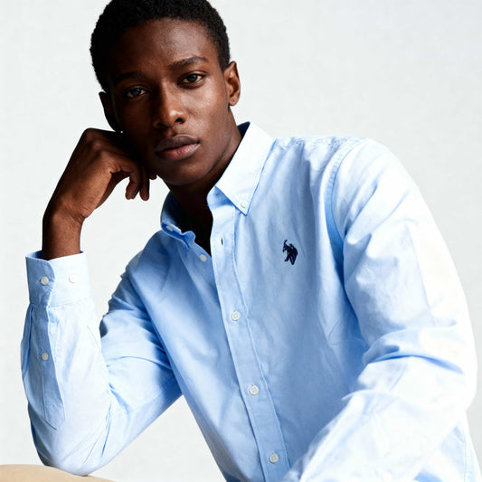 Camisa Polo Homem US Polo Azul Claro com Logótipo Bordado