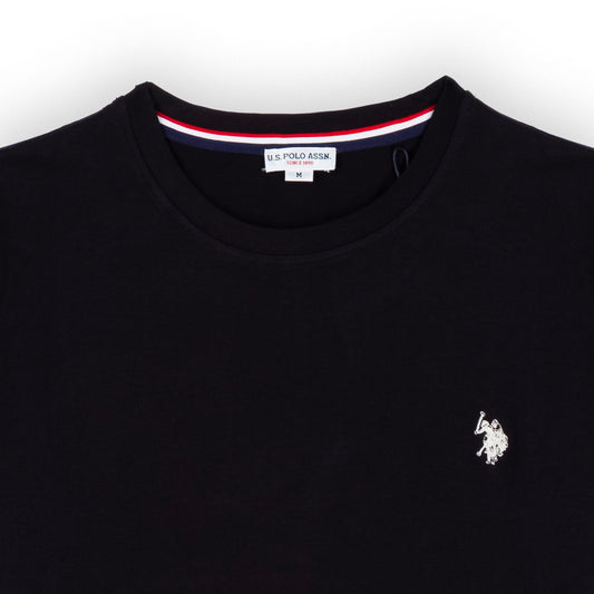 T-Shirt Homem US Polo Preta com Logo Bordado