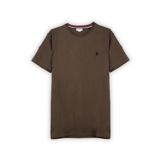 T-Shirt Homem US Polo Marrom com Logo Bordado